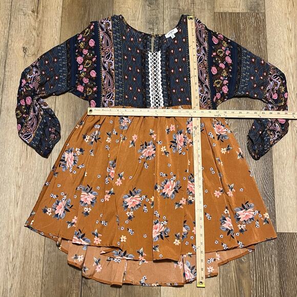 Umgee Womens Babydoll Tunic Dress M Flowy Sleeve Boho Peasant Hippie Floral EUC - Picture 6 of 6